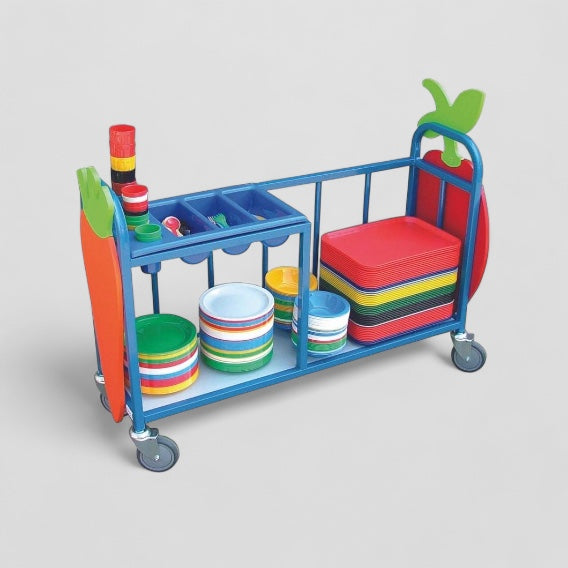 Cutlery trolley with beaker holder