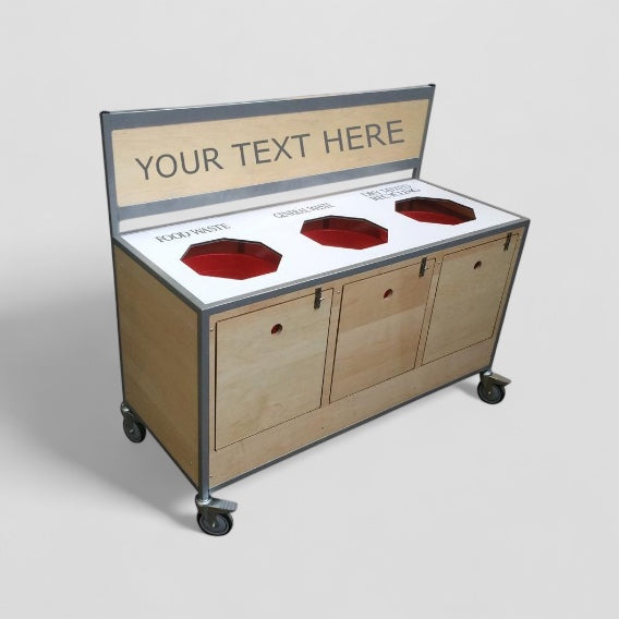 Food waste & recycling clearing trolley with front cupboards