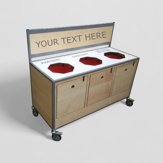 Food waste & recycling clearing trolley with front cupboards