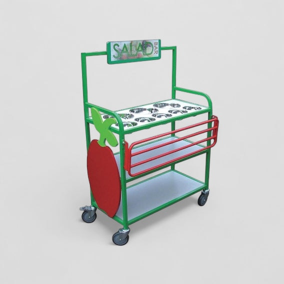 Salad bar trolley with sign