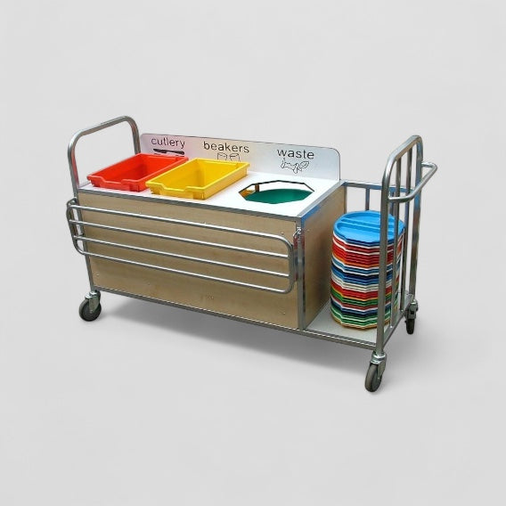 Wood faced clearing trolley