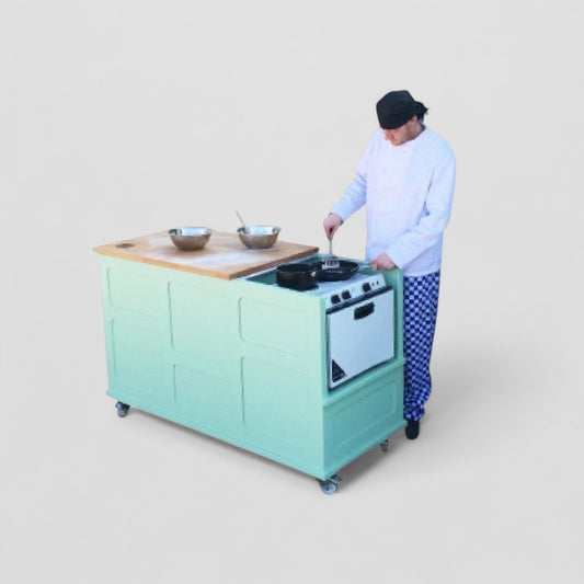 Wood panelled cooking work station