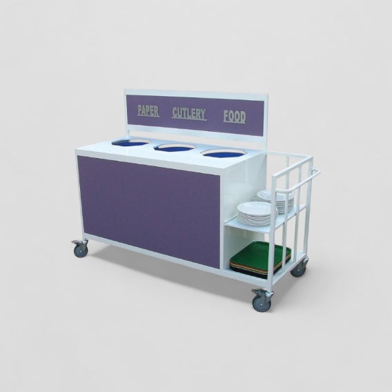 Clearing trolley with side tray collection
