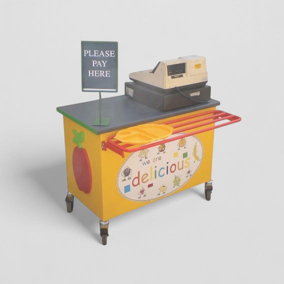 Till trolley with tray rest rail