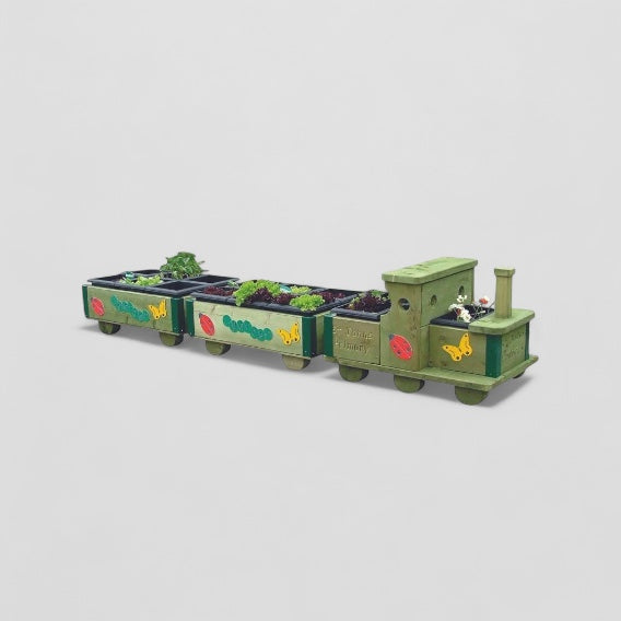 The garden express wooden train planter