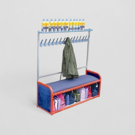 Modular cloakroom bench with storage