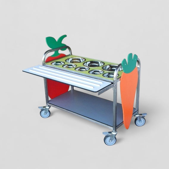 Stainless salad bar with aqua smart tray