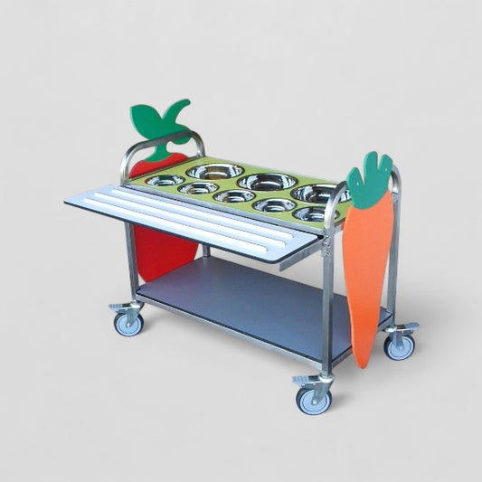 Stainless salad bar with aqua smart tray
