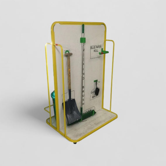 Mobile double cleaning station with rail