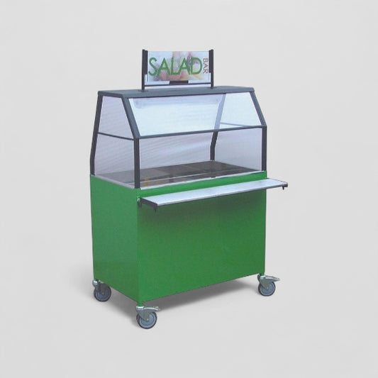 Single salad bar with sign & full hygiene shield