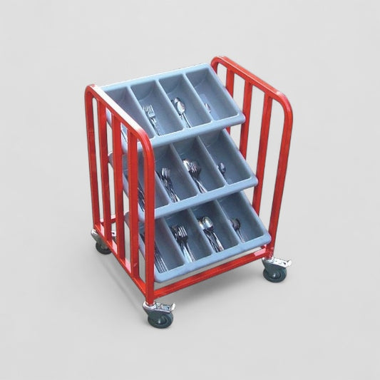 3 tier wheeled cutlery trolley
