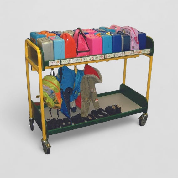 Multipurpose 20 lunch box & 20 hook cloakroom trolley