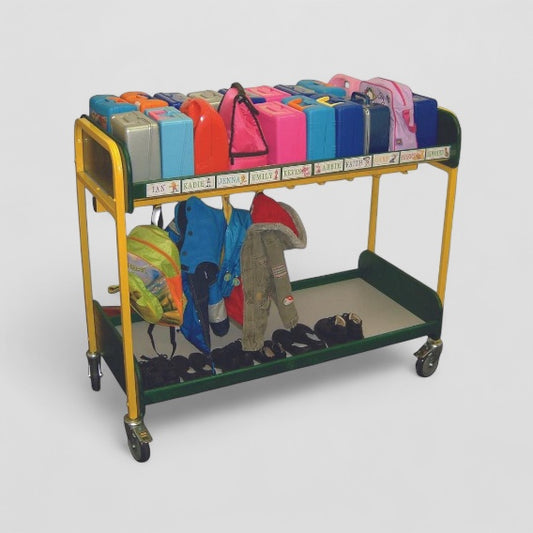 Multipurpose 20 lunch box & 20 hook cloakroom trolley