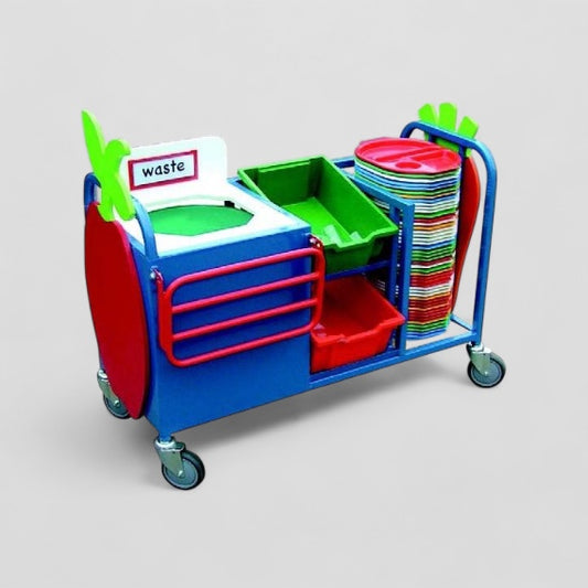 Mini waste trolley with tray runner
