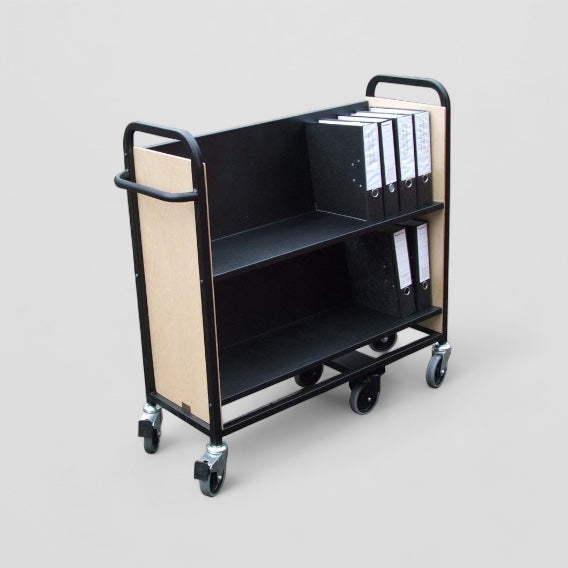 2 shelf lever arch file storage trolley