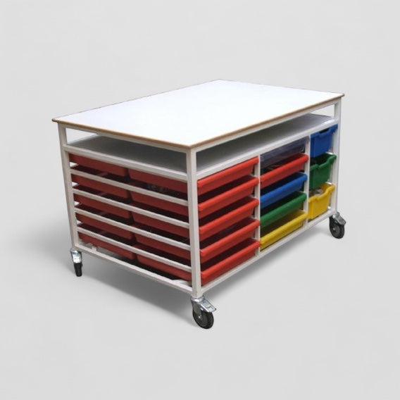 Work bench trolley with 26 trays