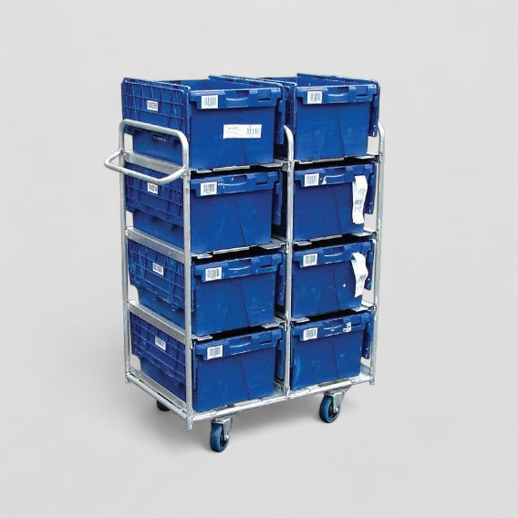 8 box aluminium trolley for boxes with lids