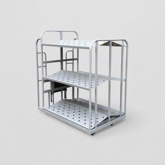 Large tilt shelf step trolley