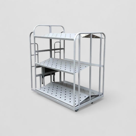 Large tilt shelf step trolley