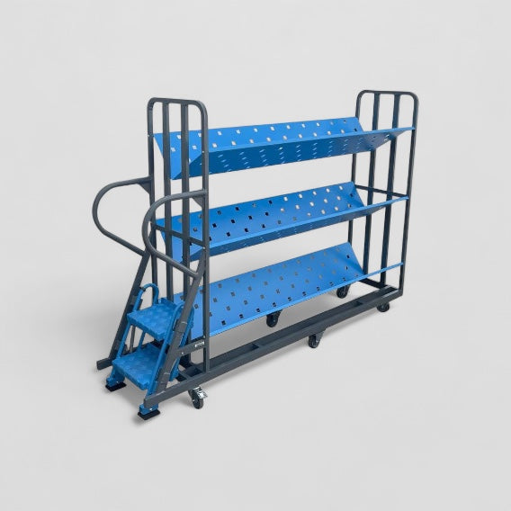 Large v shelf step trolley