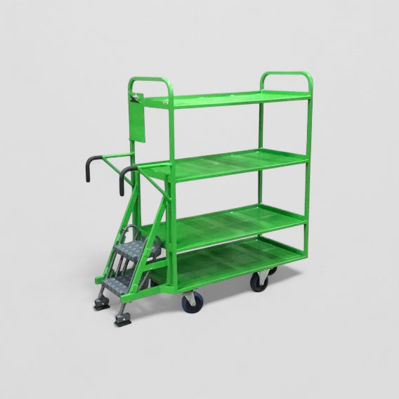 Step trolley with four shelves