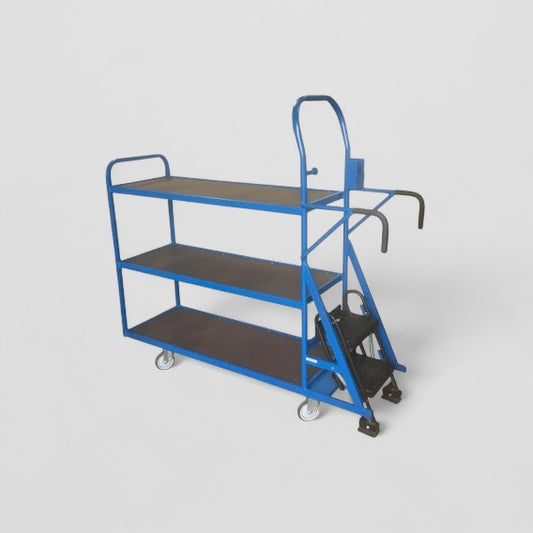 Flat shelf picking step trolley