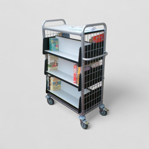 Wood and steel book trolley