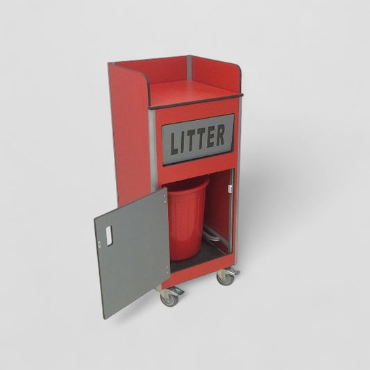 Litter bin rubbish point with flap