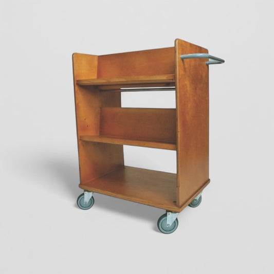 Traditional solid wood book trolley
