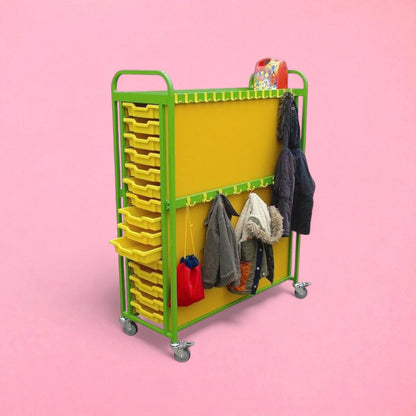 Cloakroom trolley with large capacity storage
