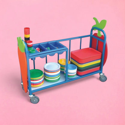 Cutlery trolley with beaker holder