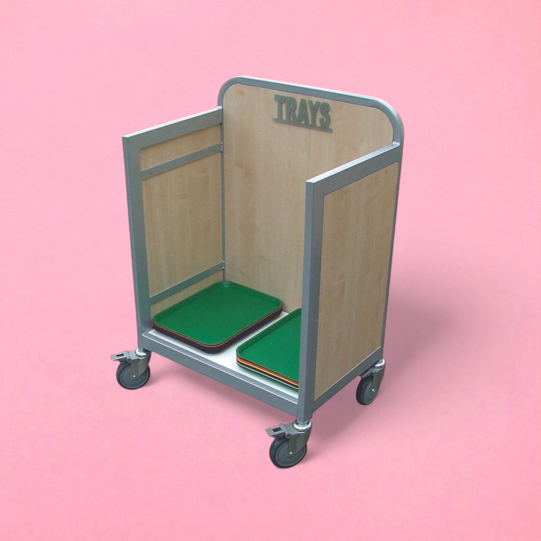 Wooden tray box trolley