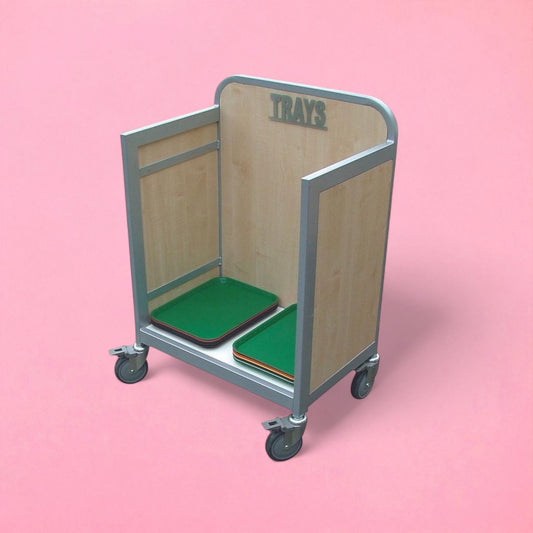 Wooden tray box trolley