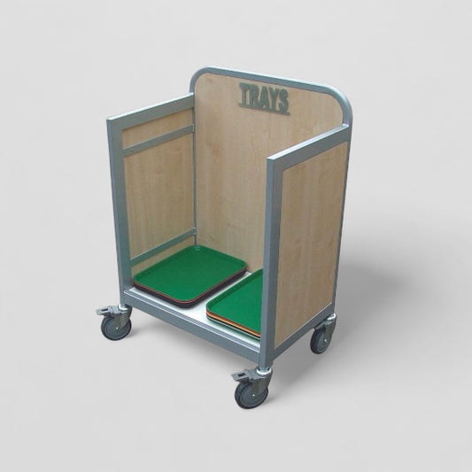 Wooden tray box trolley