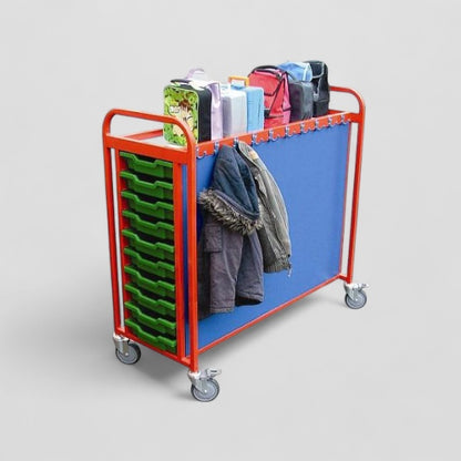 Cloakroom trolley with large capacity storage