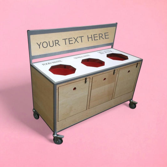 Food waste & recycling clearing trolley with front cupboards