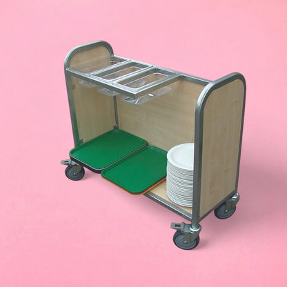 Secondary wooden cutlery box trolley