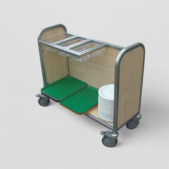 Secondary wooden cutlery box trolley