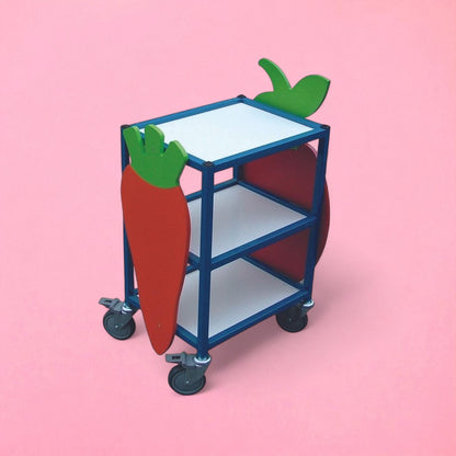 Mini 3 tier flat shelf trolley