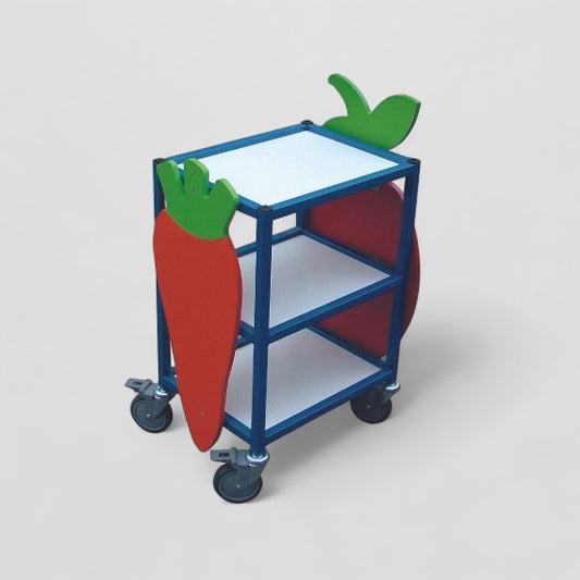 Mini 3 tier flat shelf trolley