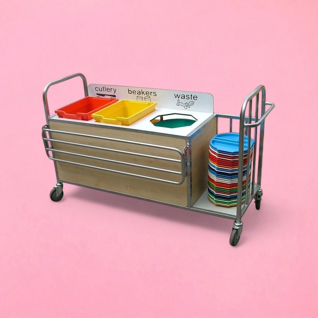 Wood faced clearing trolley