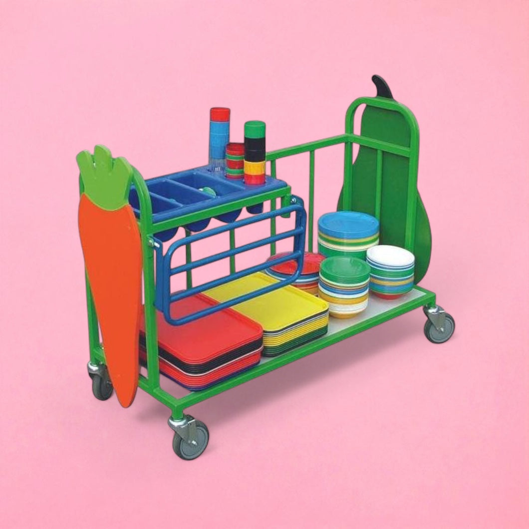 Cutlery trolley with tray rail