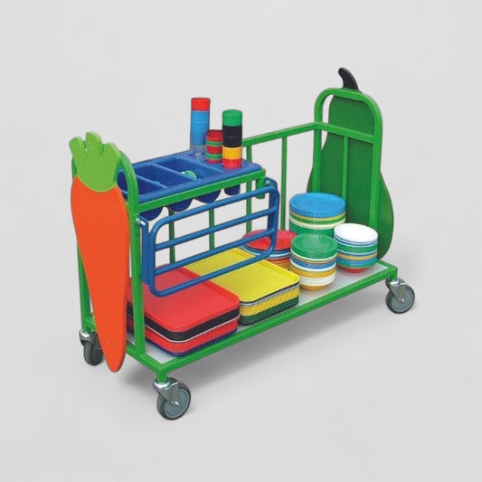 Cutlery trolley with tray rail