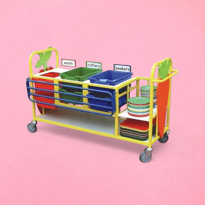 Medium clearing trolley with tray rail & shelf