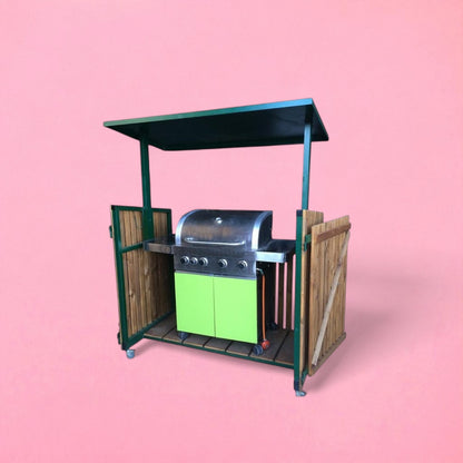 Bbq stand shelter with roof