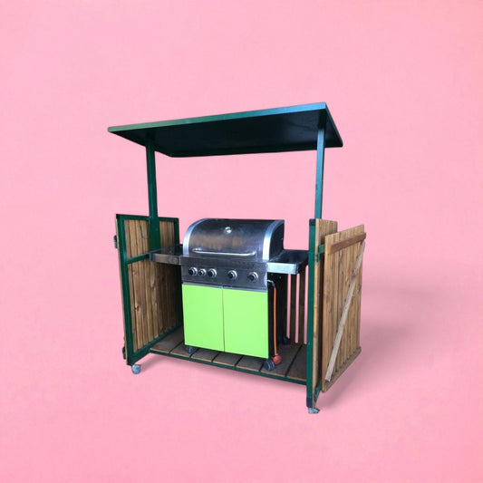 Bbq stand shelter with roof
