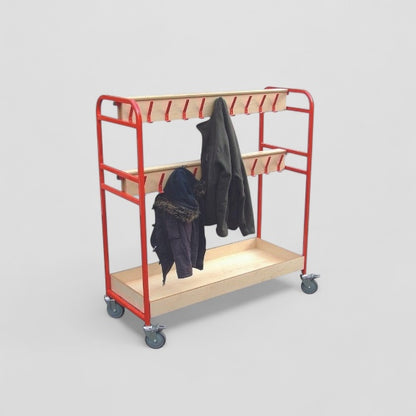 Cloakroom tray trolley double hooks