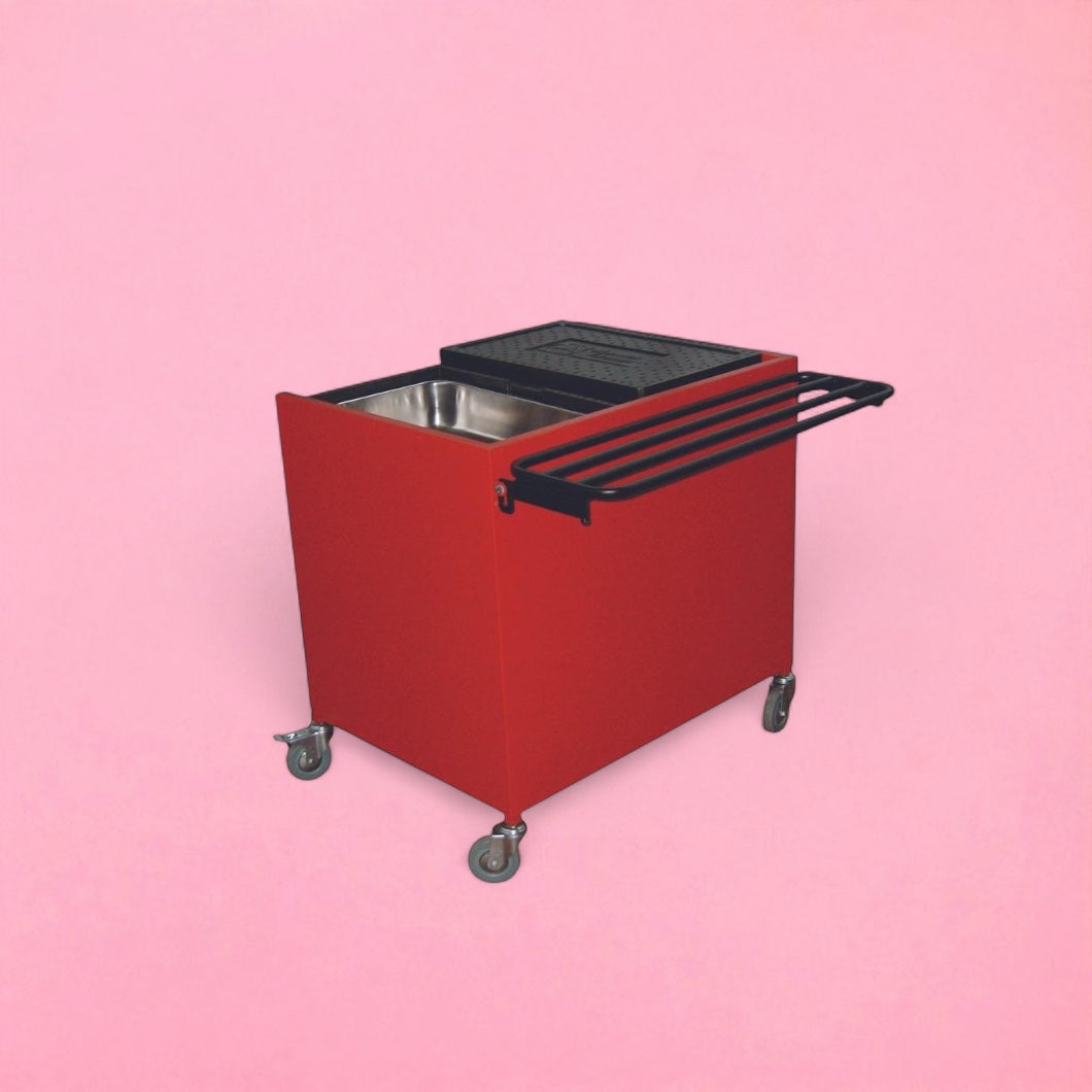 Medium hot box trolley with tray rail