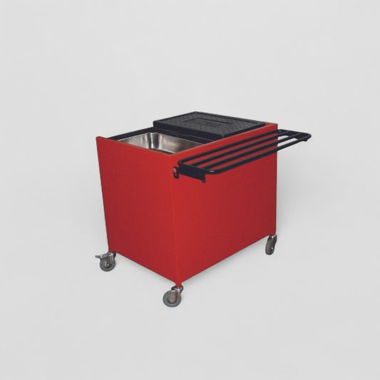 Medium hot box trolley with tray rail