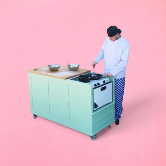 Wood panelled cooking work station
